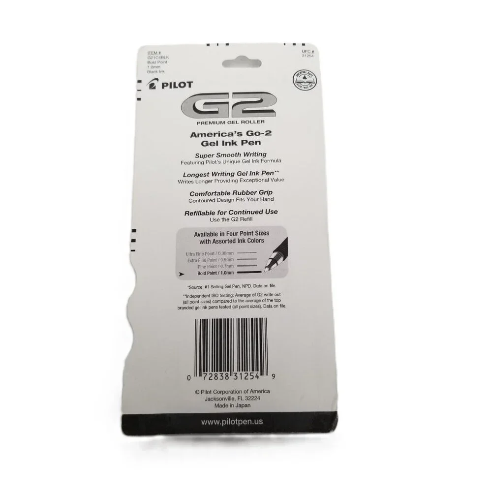Pilot G2 Premium Gel Pens 4 Pack Bold 1.0mm Black Ink Office School